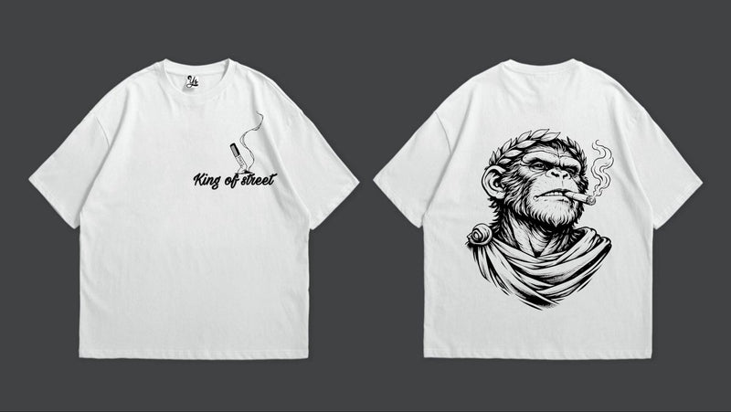 YS Oversized T-shirt, King of Street Monkey, White