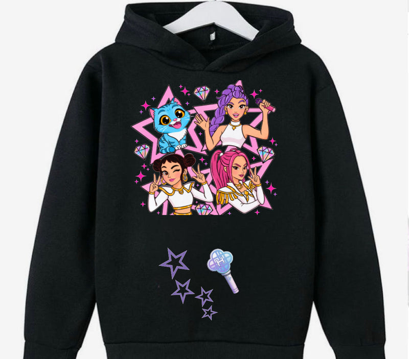 K-Pop Demon Hunters Trio Hoodie, Black
