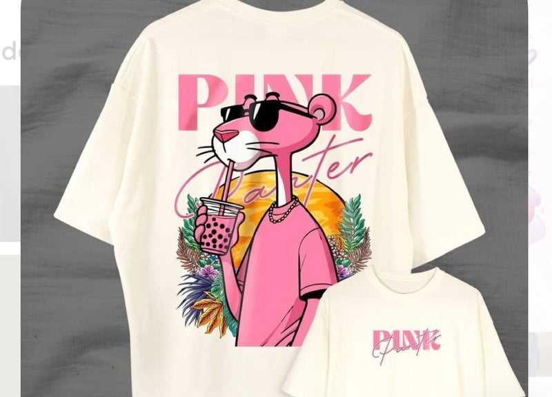 YS Oversized T-shirt, Pink Panther Summer, Cream