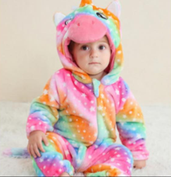 Rainbow Unicorn Hooded Jumpsuit, Baby & Kids