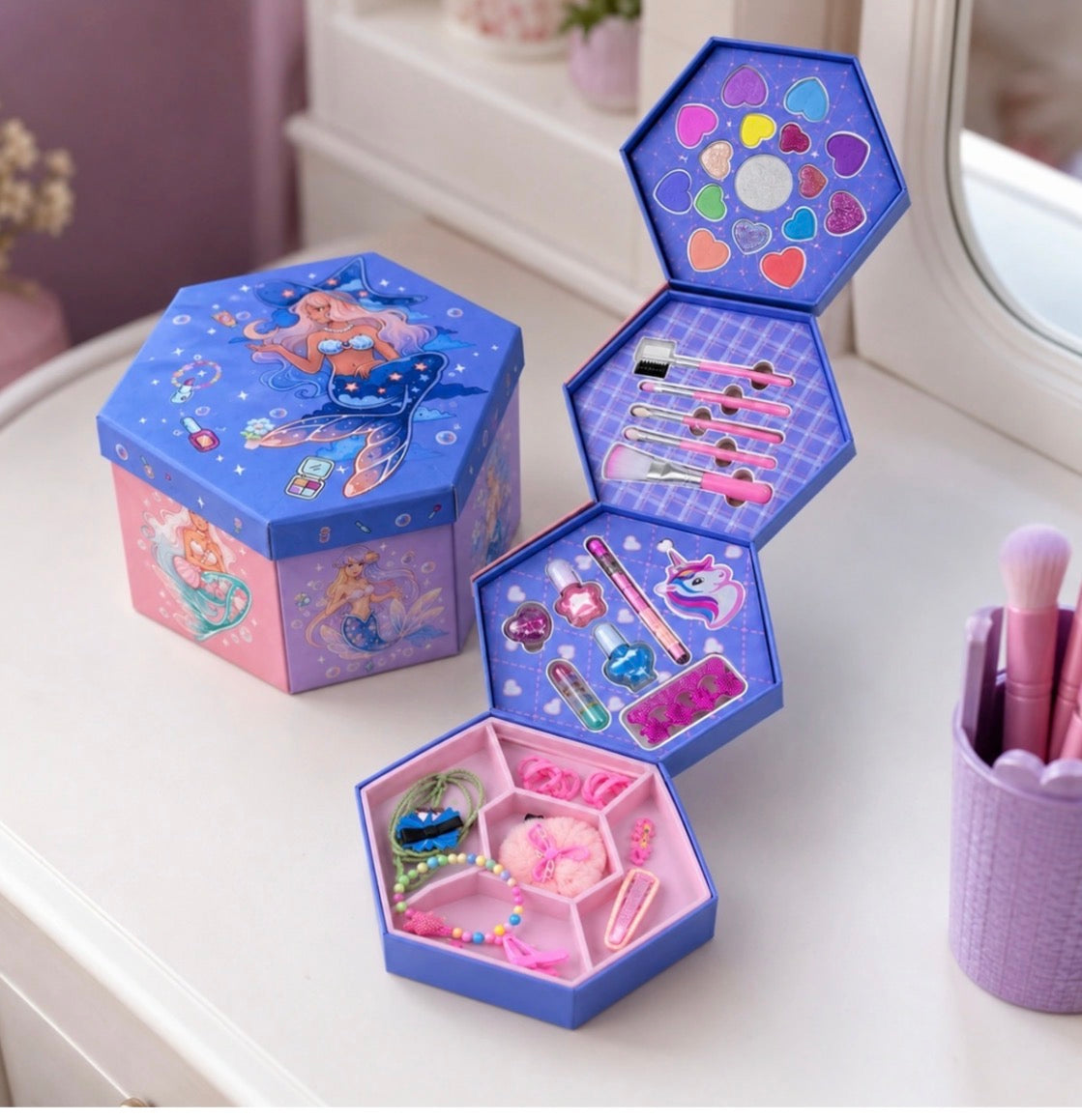 Mermaid 4-in-1 Kids Makeup & Jewelry Set