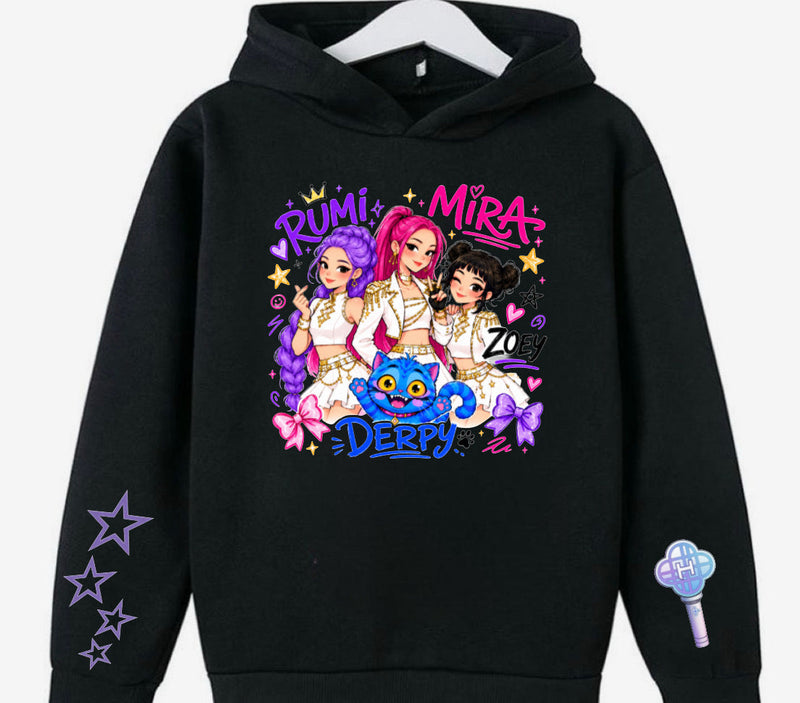 K-Pop Demon Hunters Trio Hoodie, Black