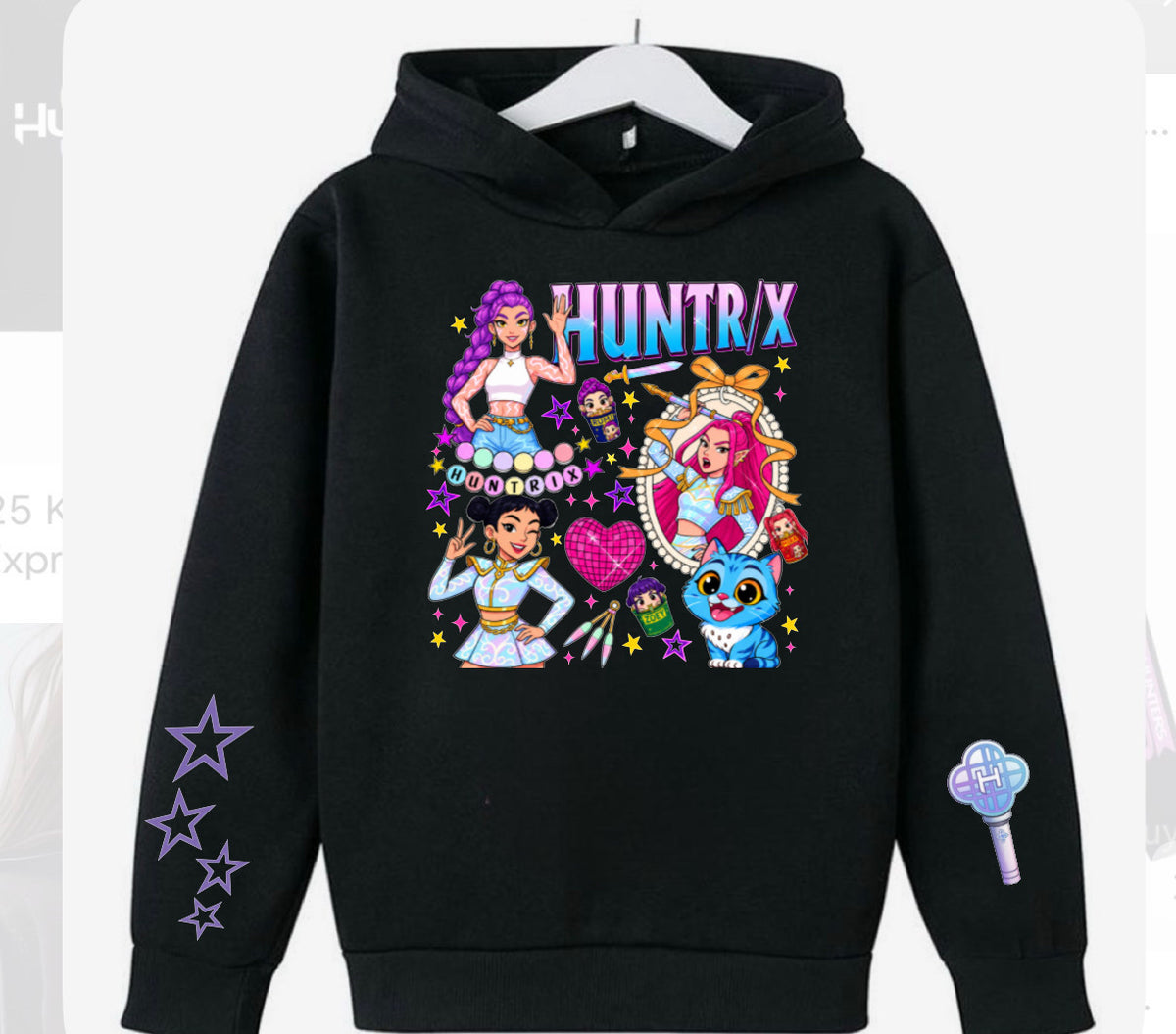 K-Pop Demon Hunters Trio Hoodie, Black