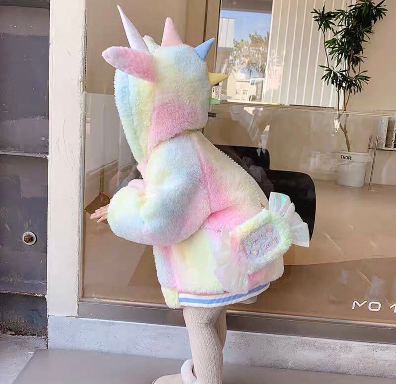 Rainbow Unicorn Faux Fur Kids Jacket