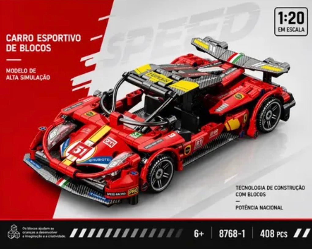 Red Racing Car Building Blocks, Pull-Back, 408 Pieces