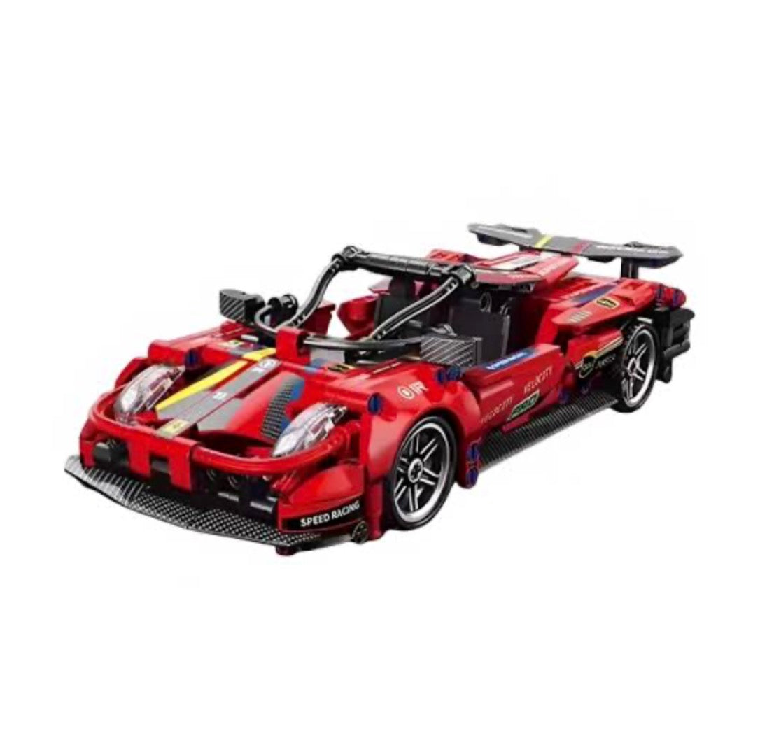 Red Racing Car Building Blocks, Pull-Back, 408 Pieces