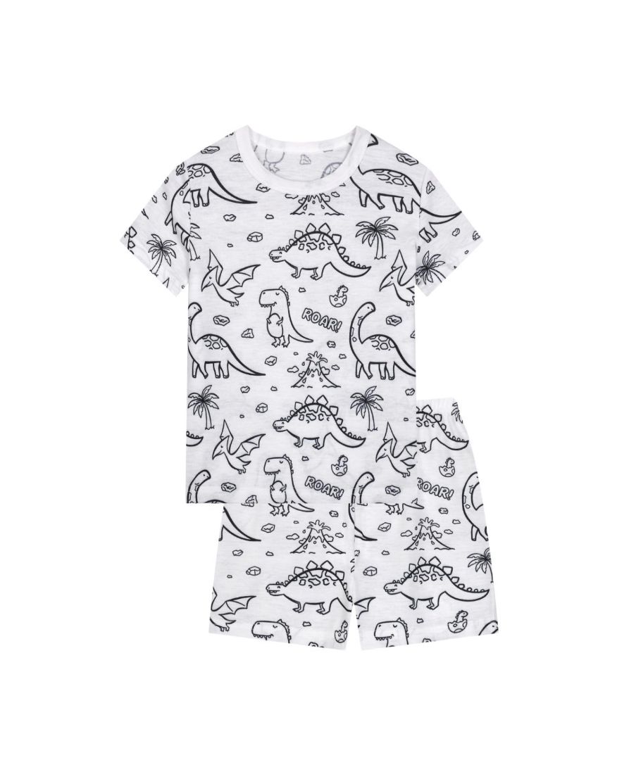Dinosaur Doodle Colouring Pyjamas, Short Sleeve (Style 2)