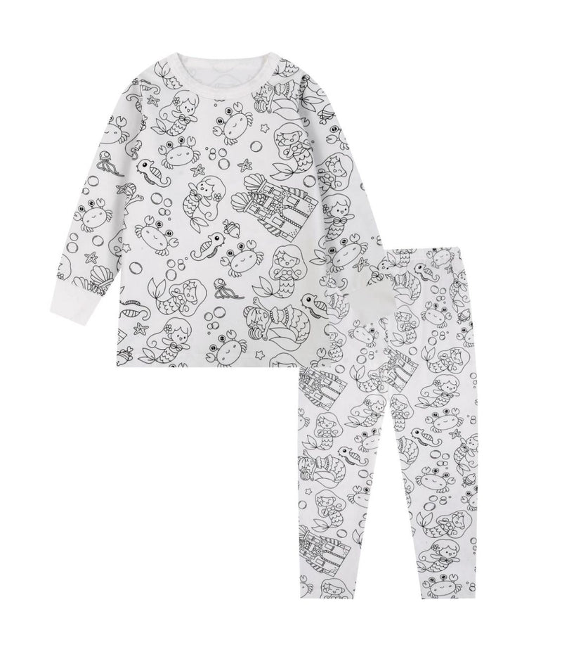 Mermaid Doodle Colouring Pyjamas, Long Sleeve