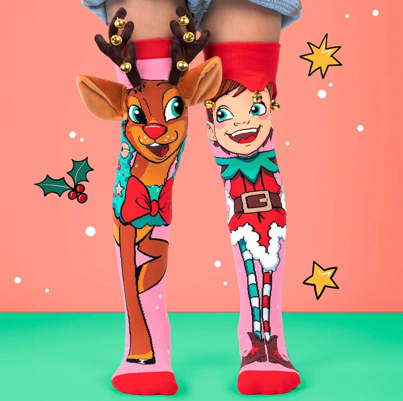 Madmia Reindeer &amp; Elf 3D Socks