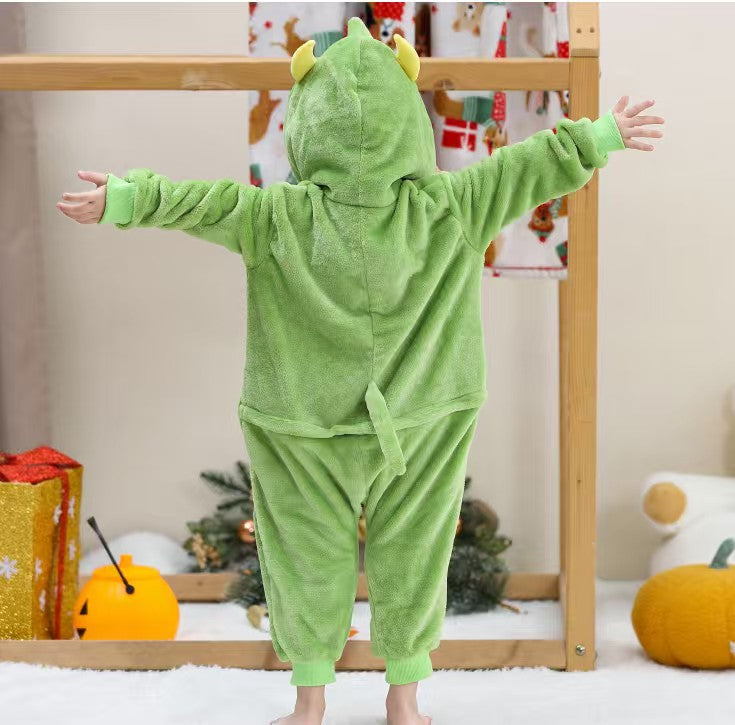 Green Dinosaur Kids Jumpsuit, back