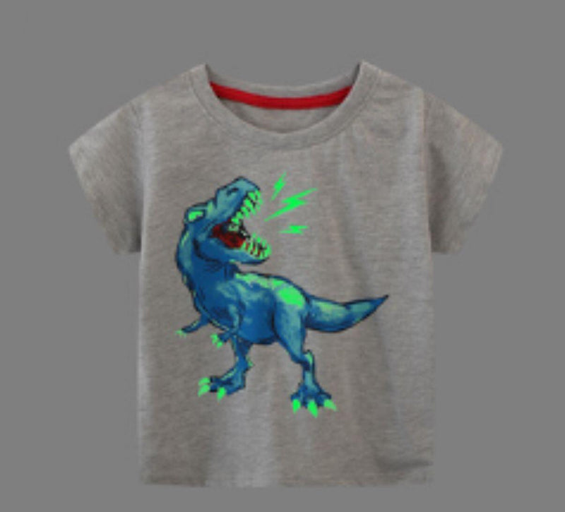 Glow-in-the-Dark Roaring T-Rex T-shirt, Grey
