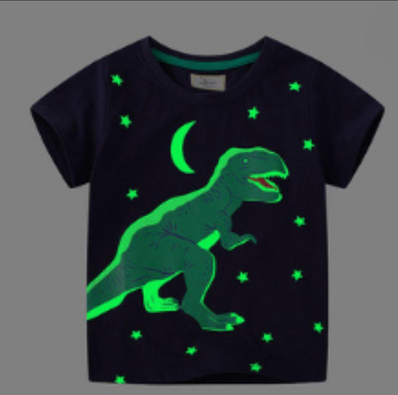 Glow-in-the-Dark T-Rex &amp; Stars T-shirt, Navy