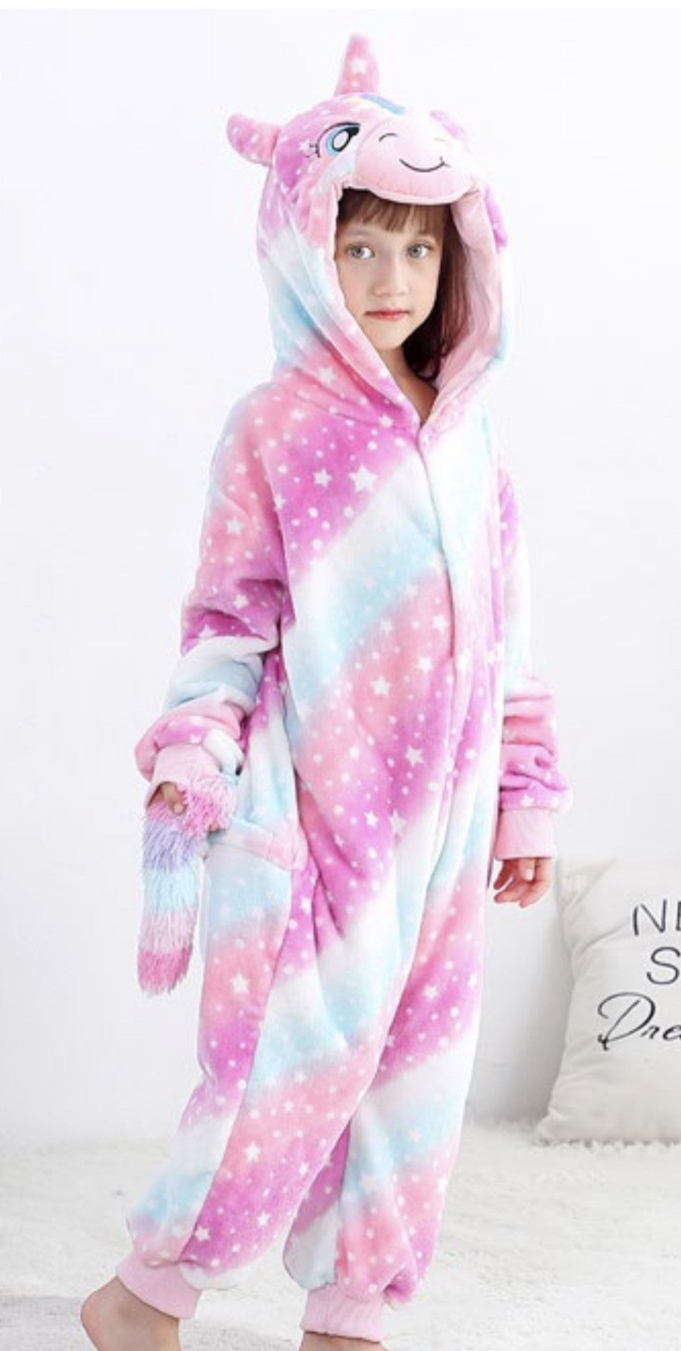 Pastel Unicorn Kids Jumpsuit, with tail