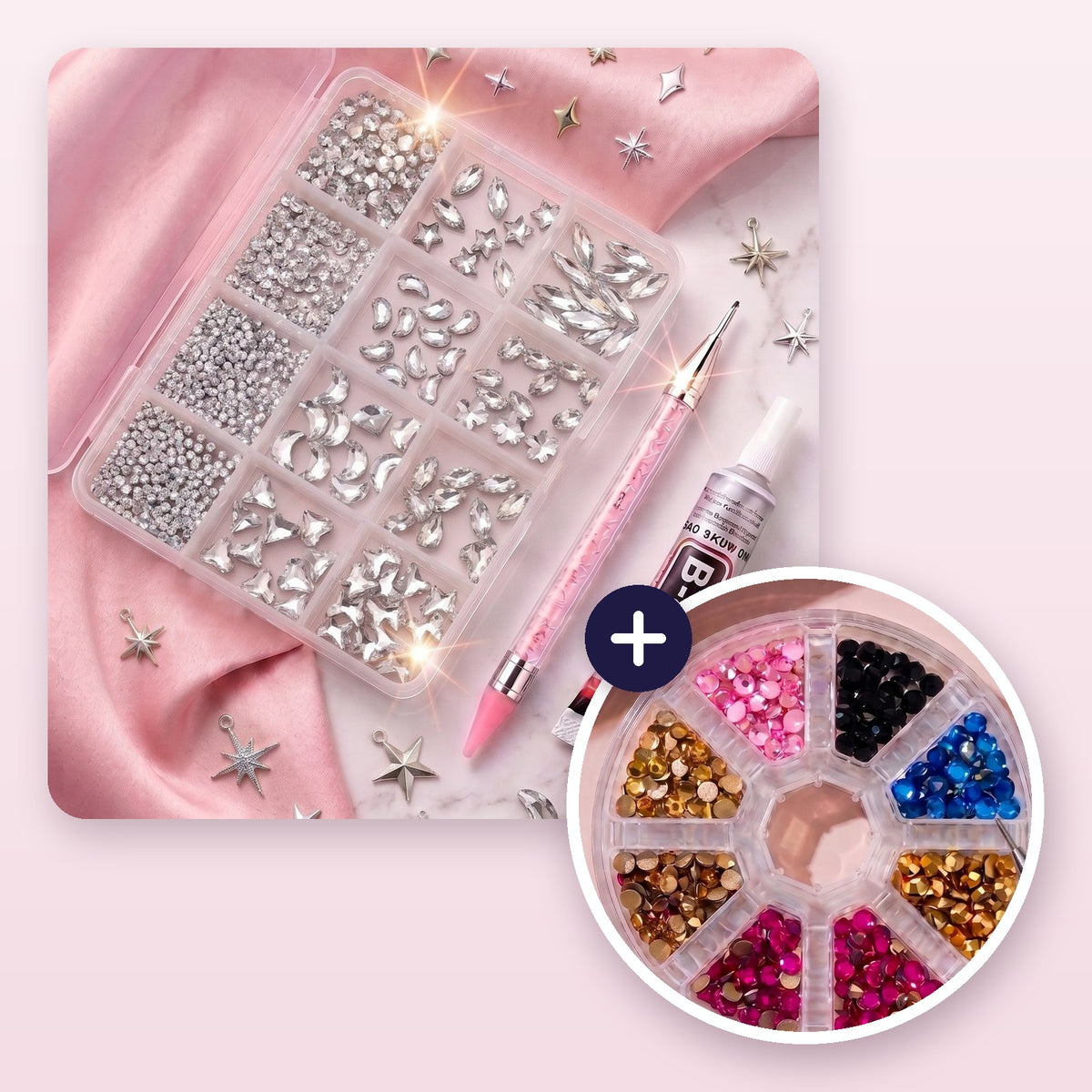 Bedazzling Charm Kit, Silver: charm box + rhinestone wheel